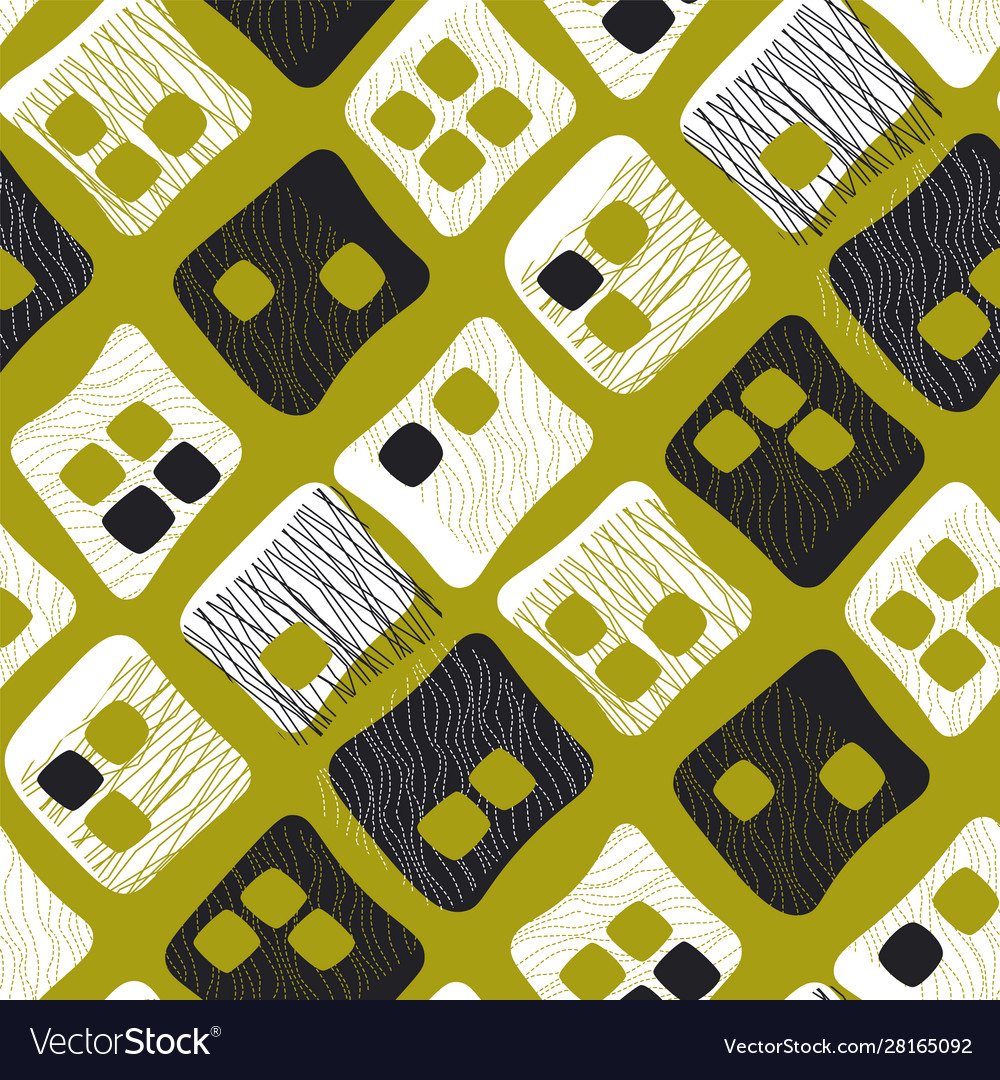 Midcentury checkered pattern in chartreuse color vector image Midcentury checkered pattern in chartreuse color