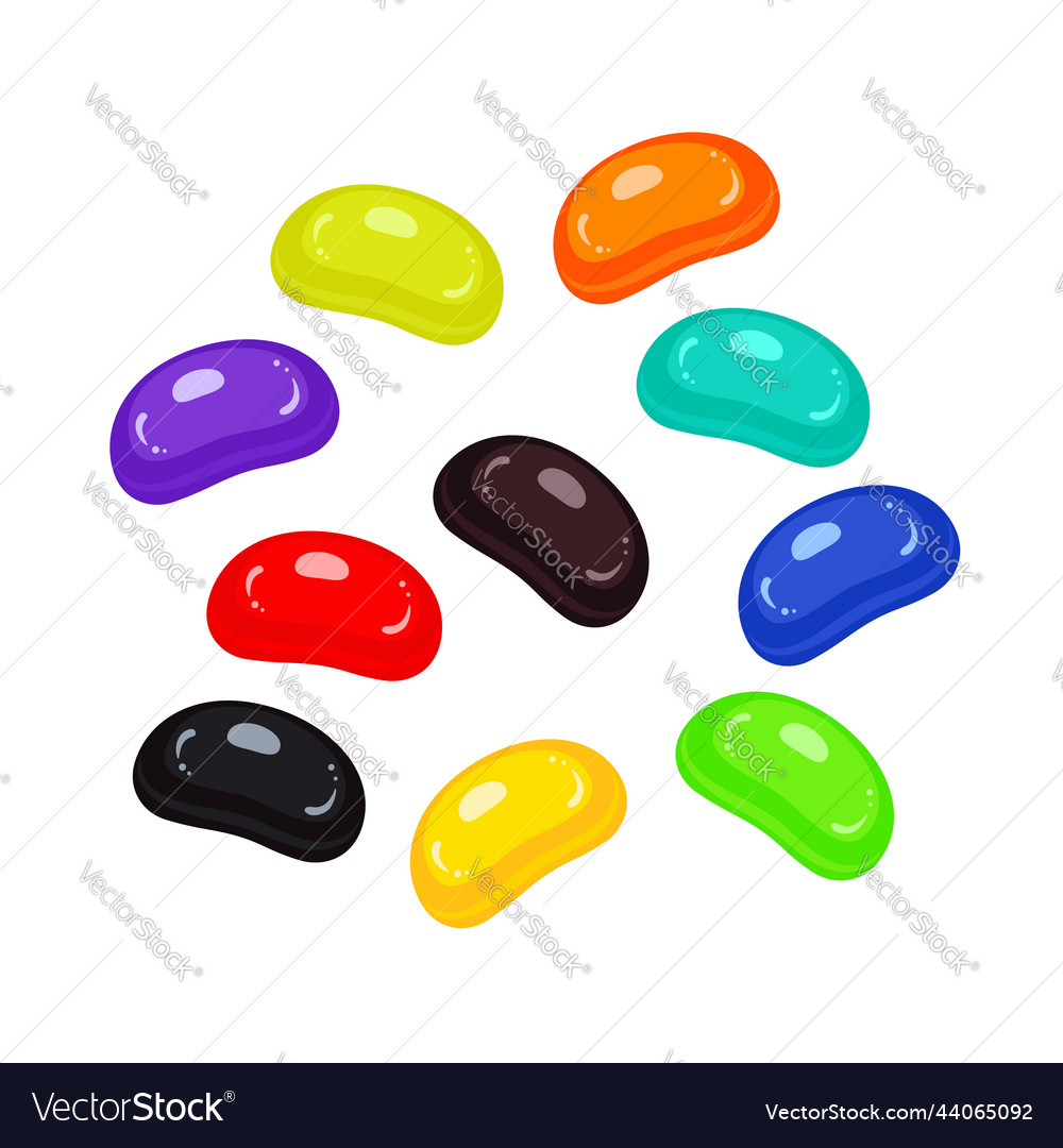 Set of cute colorful jelly bean candies Royalty Free Vector