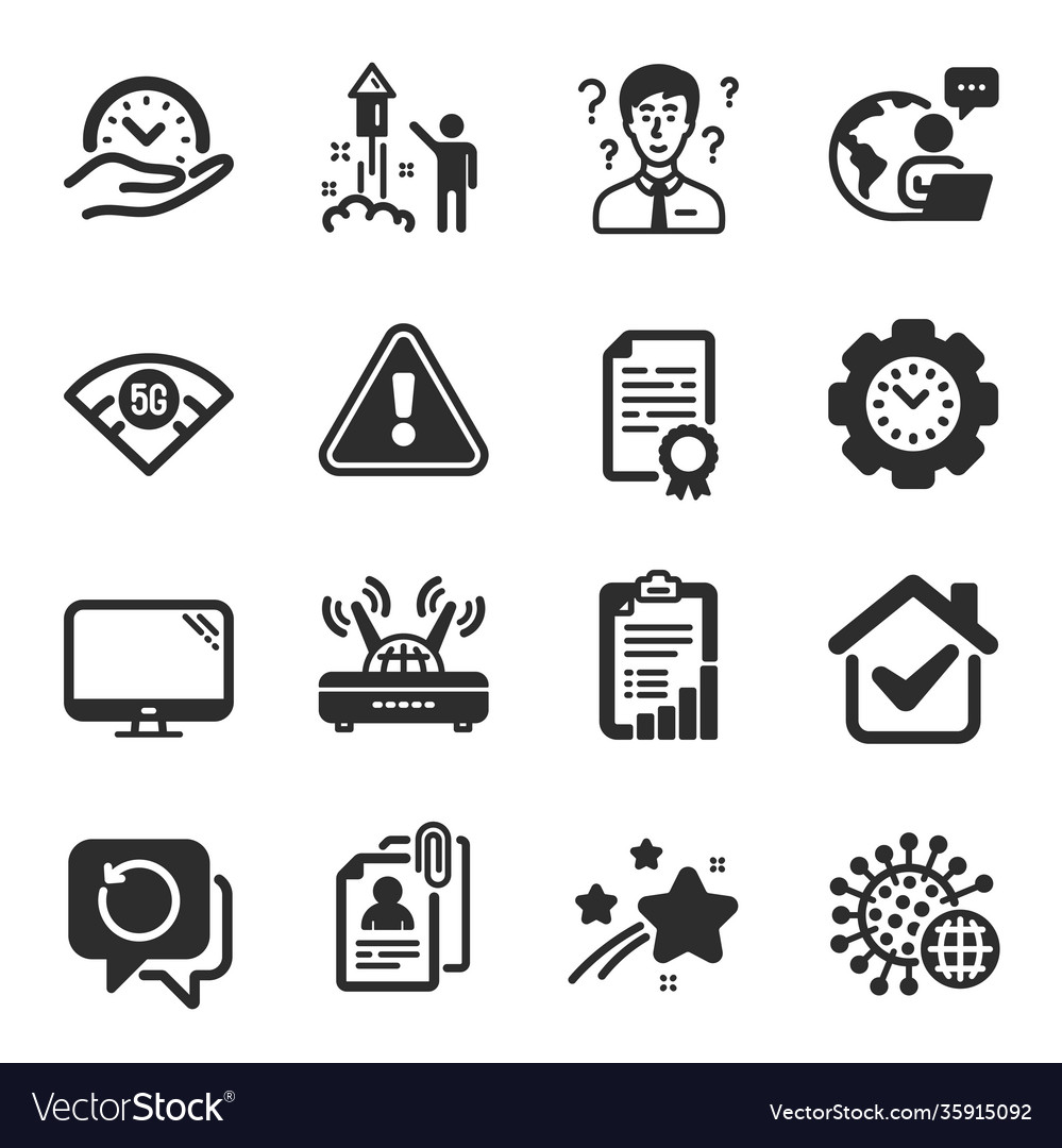 Set science icons such as interview documents vector image Set science icons such as interview documents