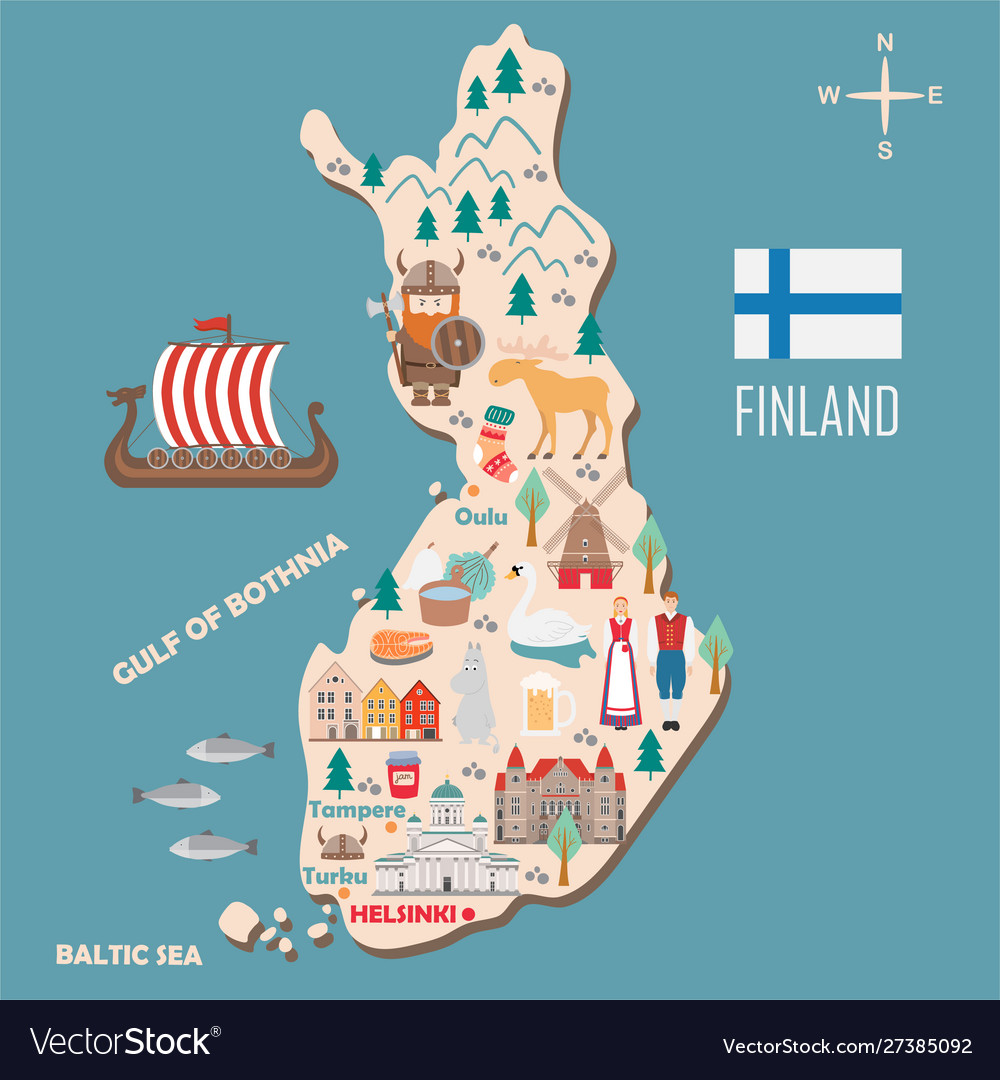 Stylized map finland Royalty Free Vector Image