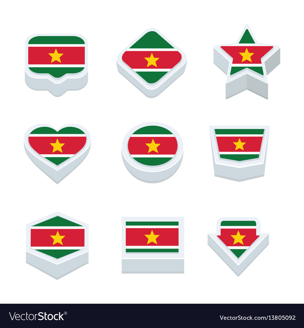 Suriname flags icons and button set nine styles