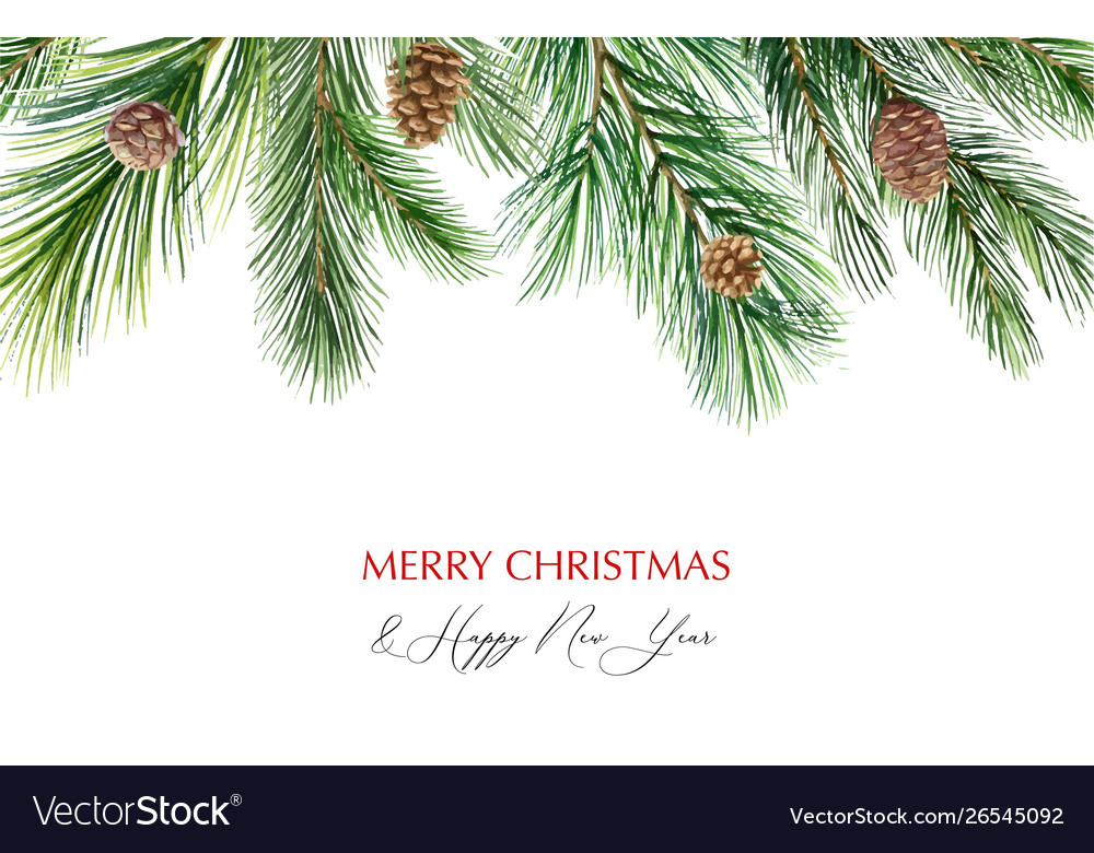 Watercolor christmas banner with fir Royalty Free Vector