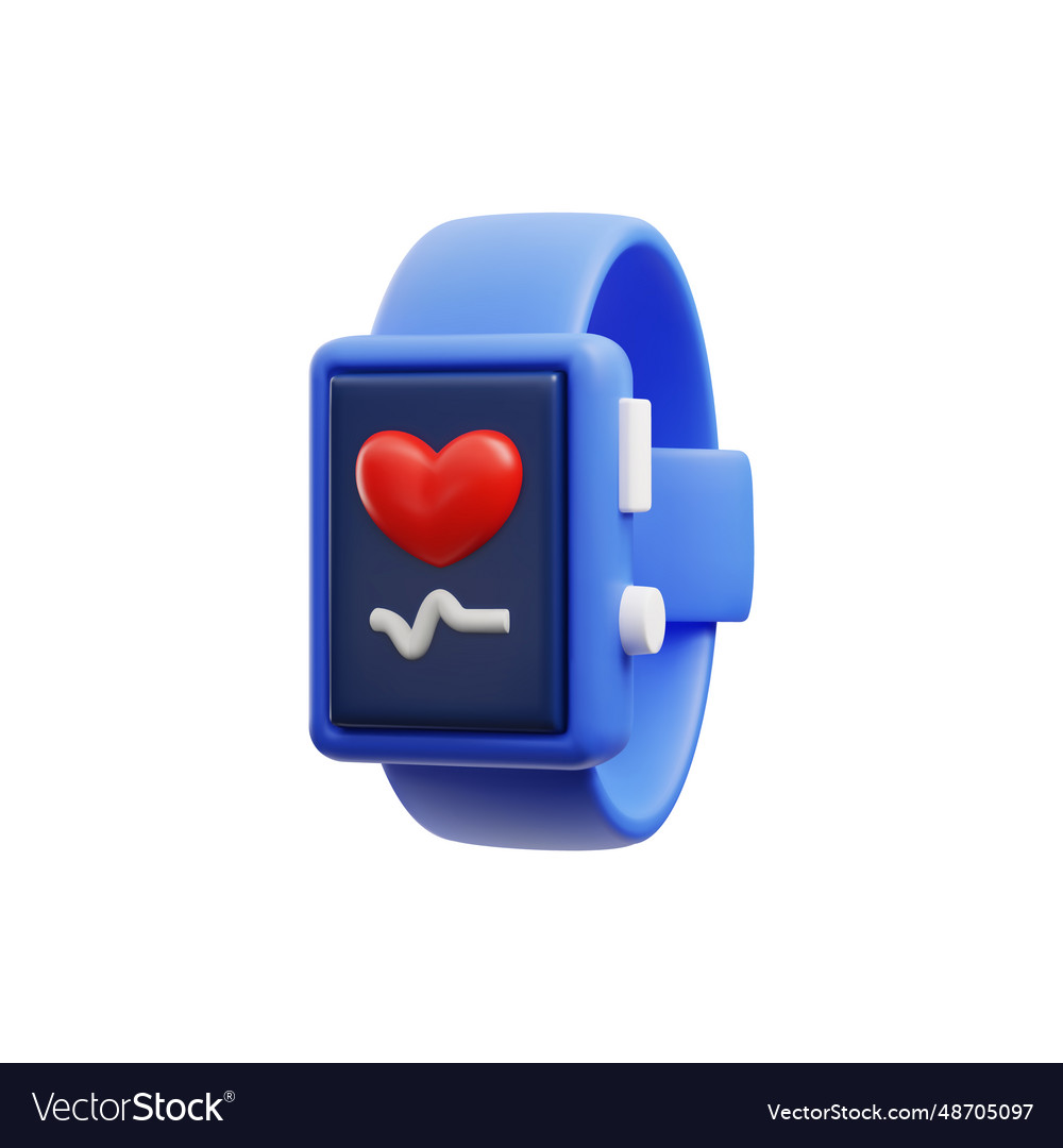 3d render of blue wireless smart watch with red