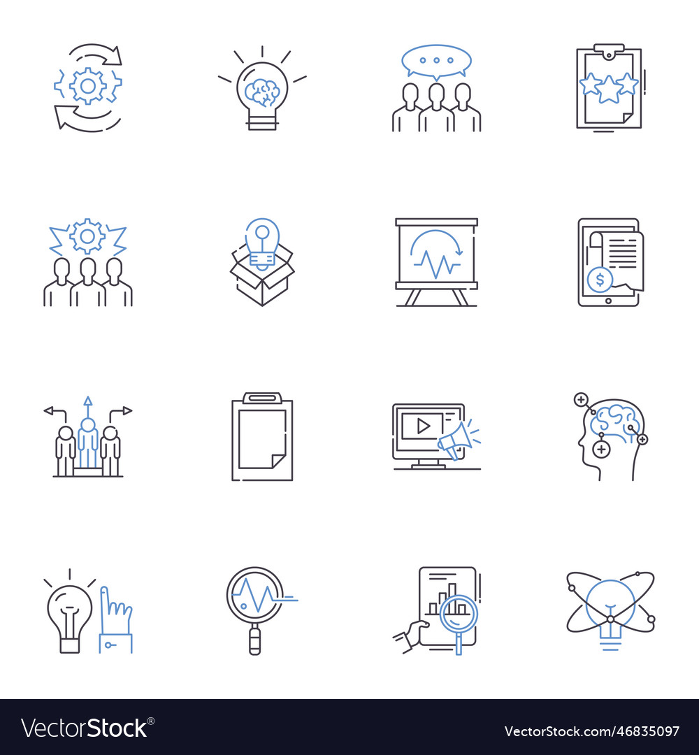 Brainstorm mapping line icons collection Vector Image