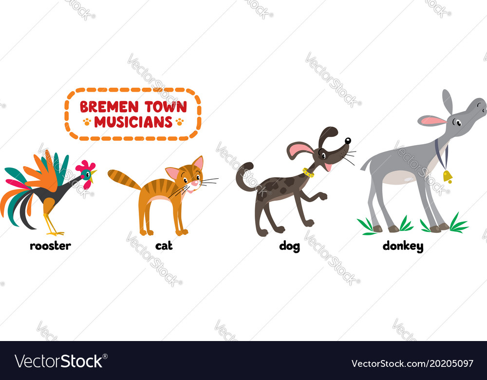 Bremen town musicians cartoon set