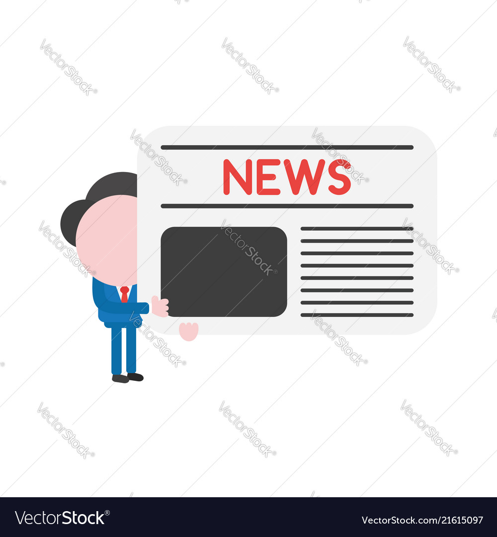 Businessman character holding newspaper