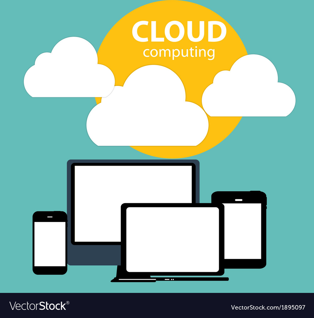 Cloud computing concept on different electronic