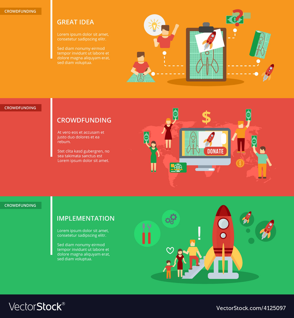 Crowdfunding Banner Set Royalty Free Vector Image