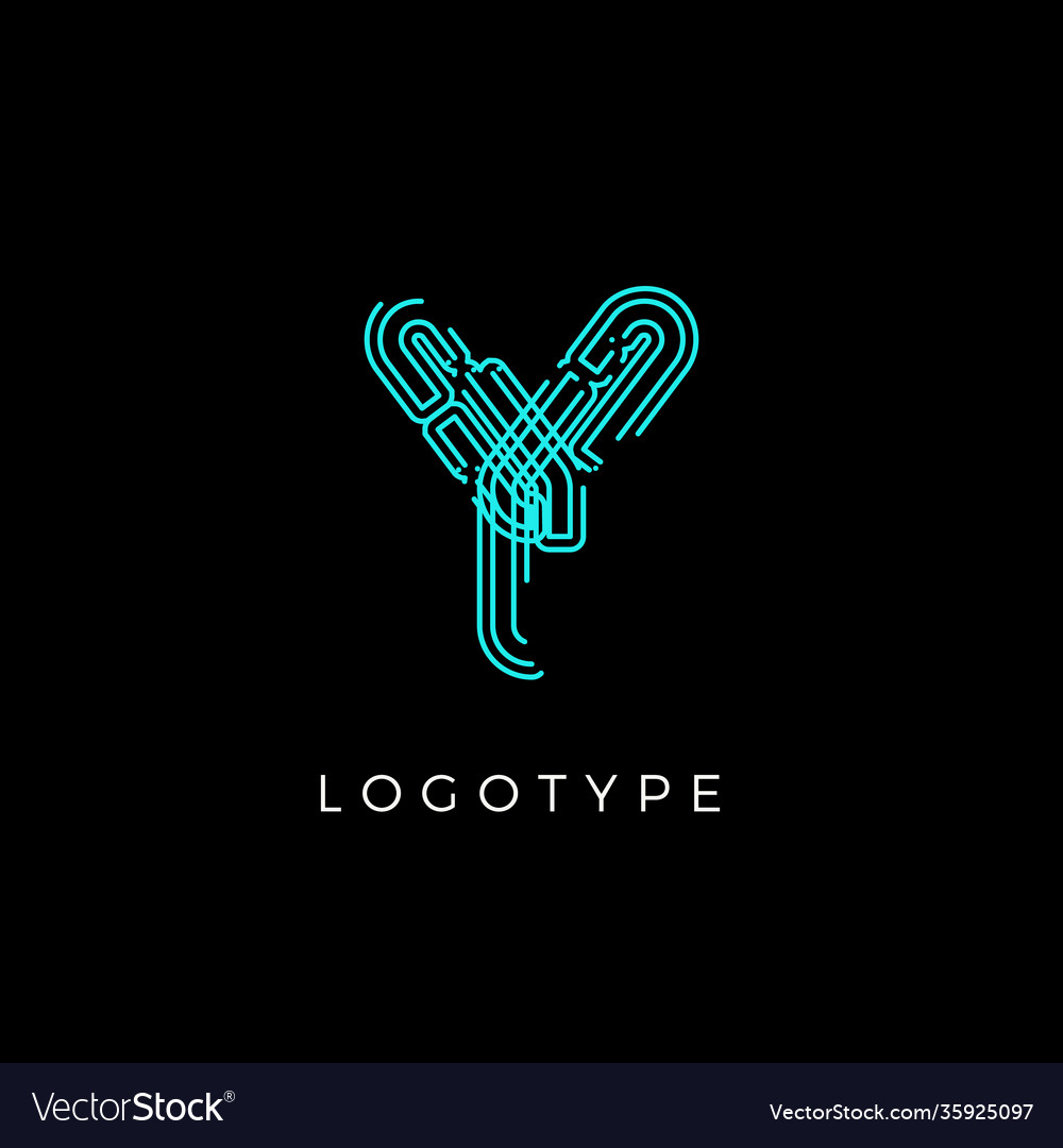 Cyber letter y for digital technology logo concept