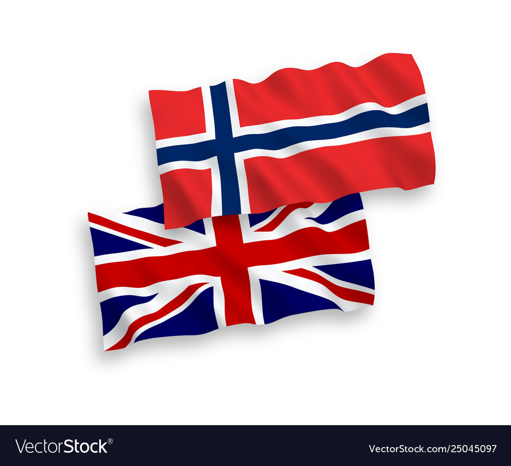 Flags norway and great britain on a white Vector Image