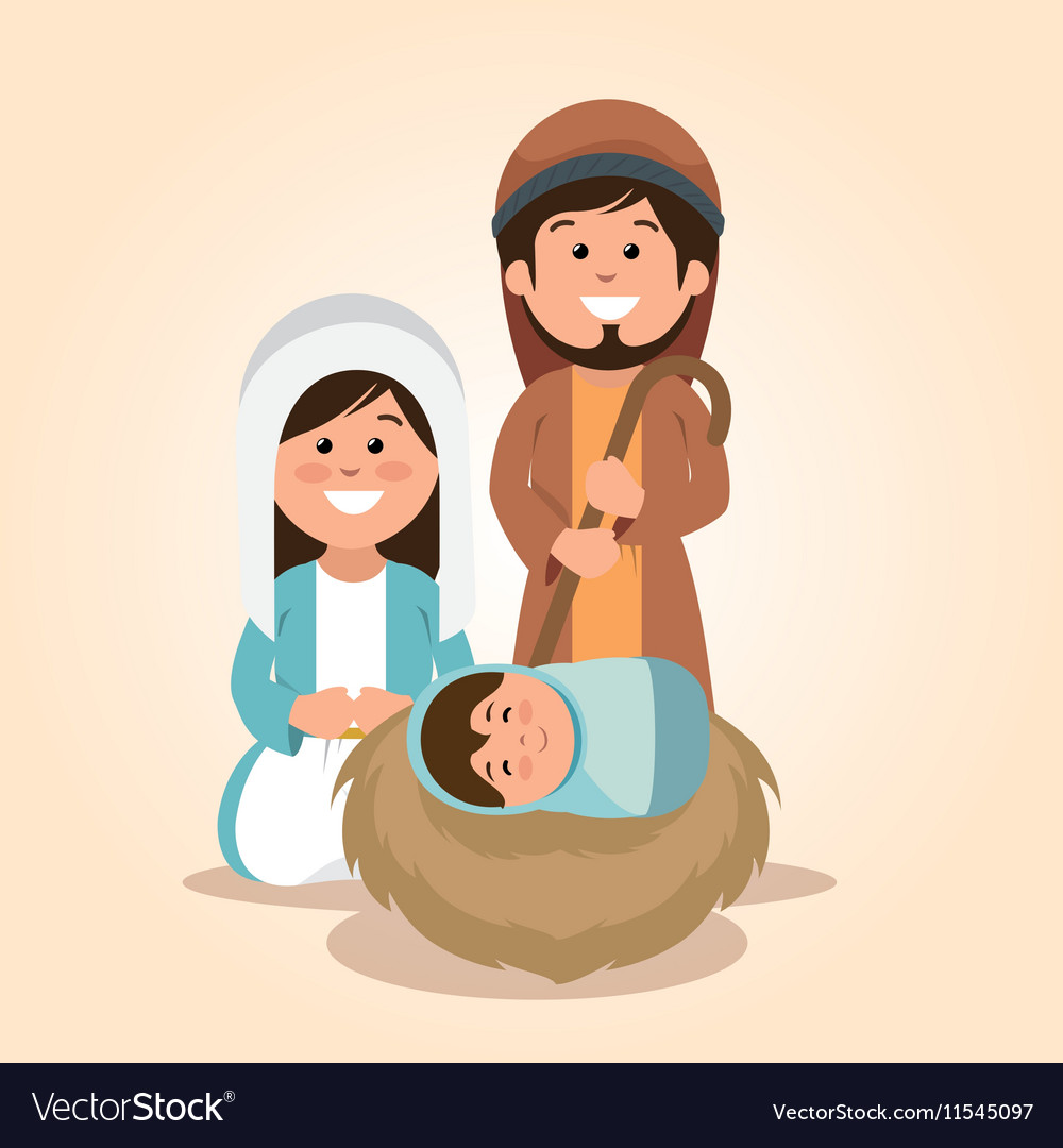 Happy merry christmas manger character Royalty Free Vector