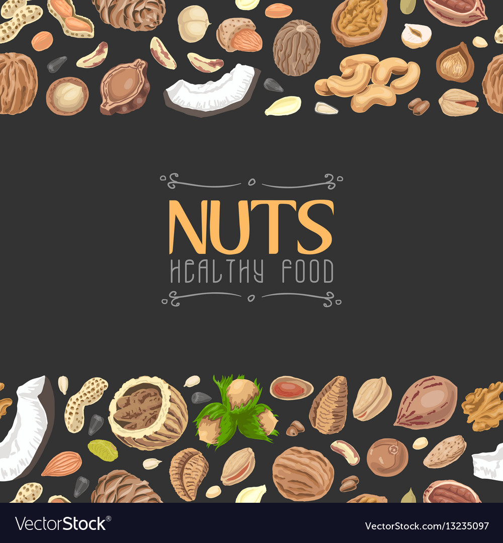 Horizontal seamless background with colored nuts