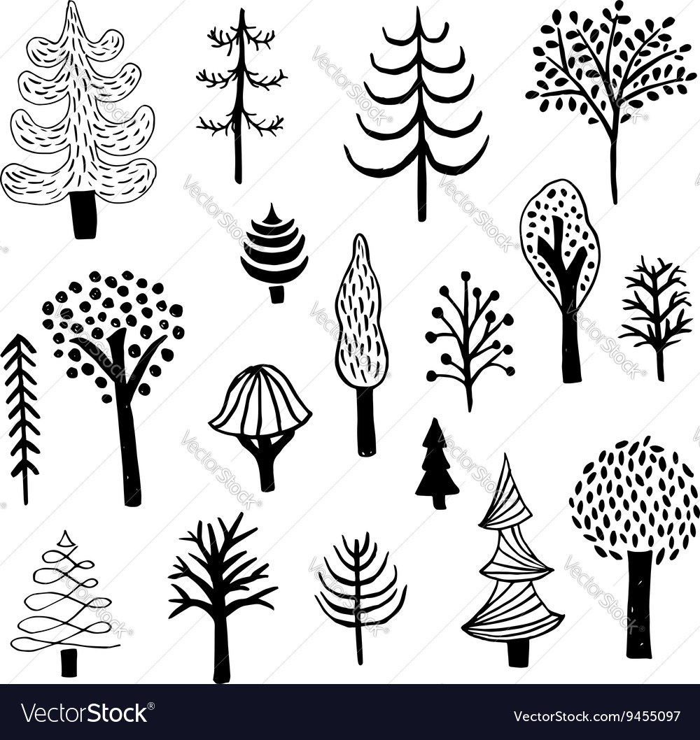 Ink trees Royalty Free Vector Image - VectorStock