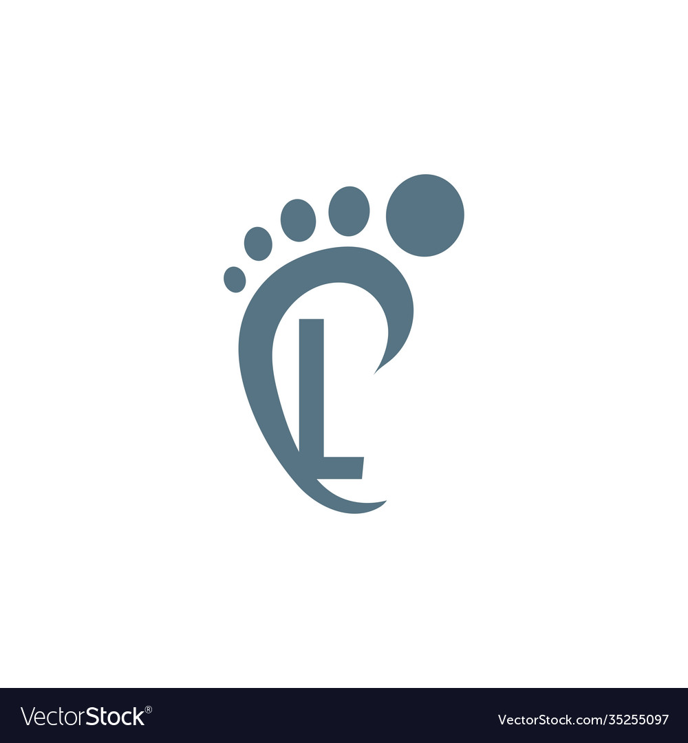 Letter l icon logo combined with footprint