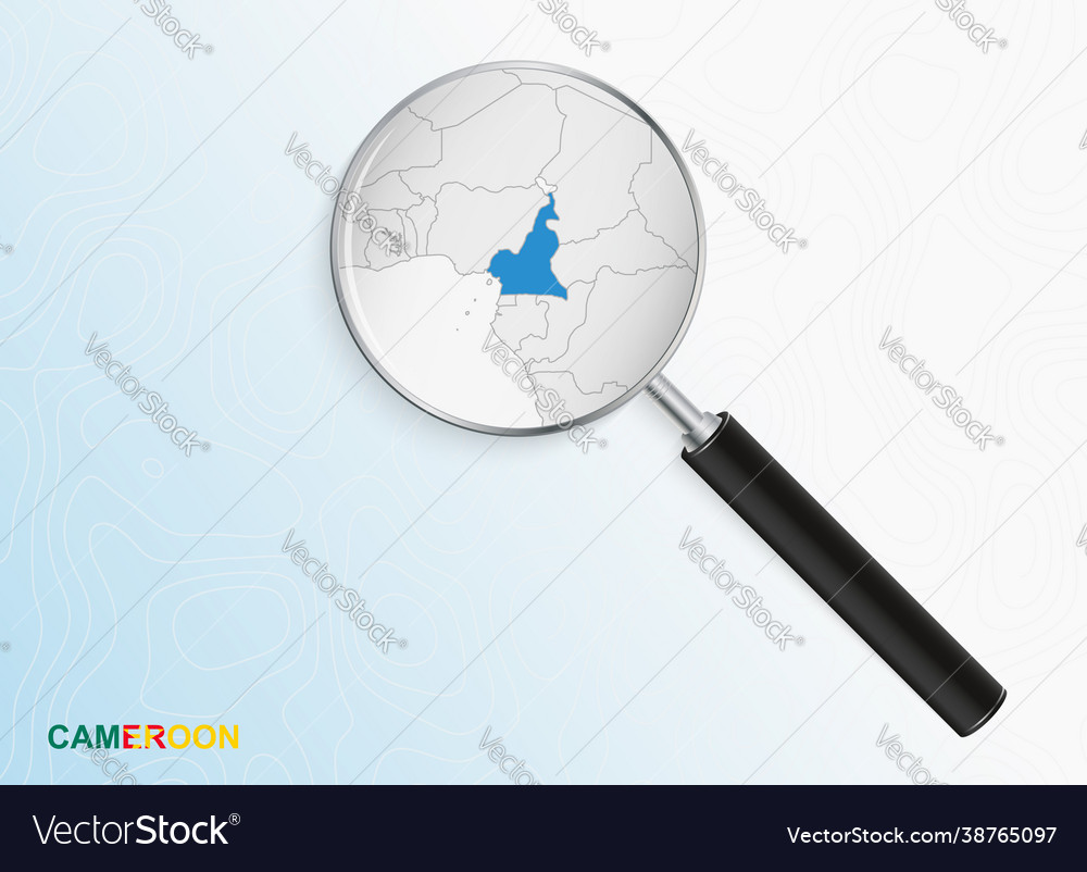 Magnifier with map cameroon on abstract