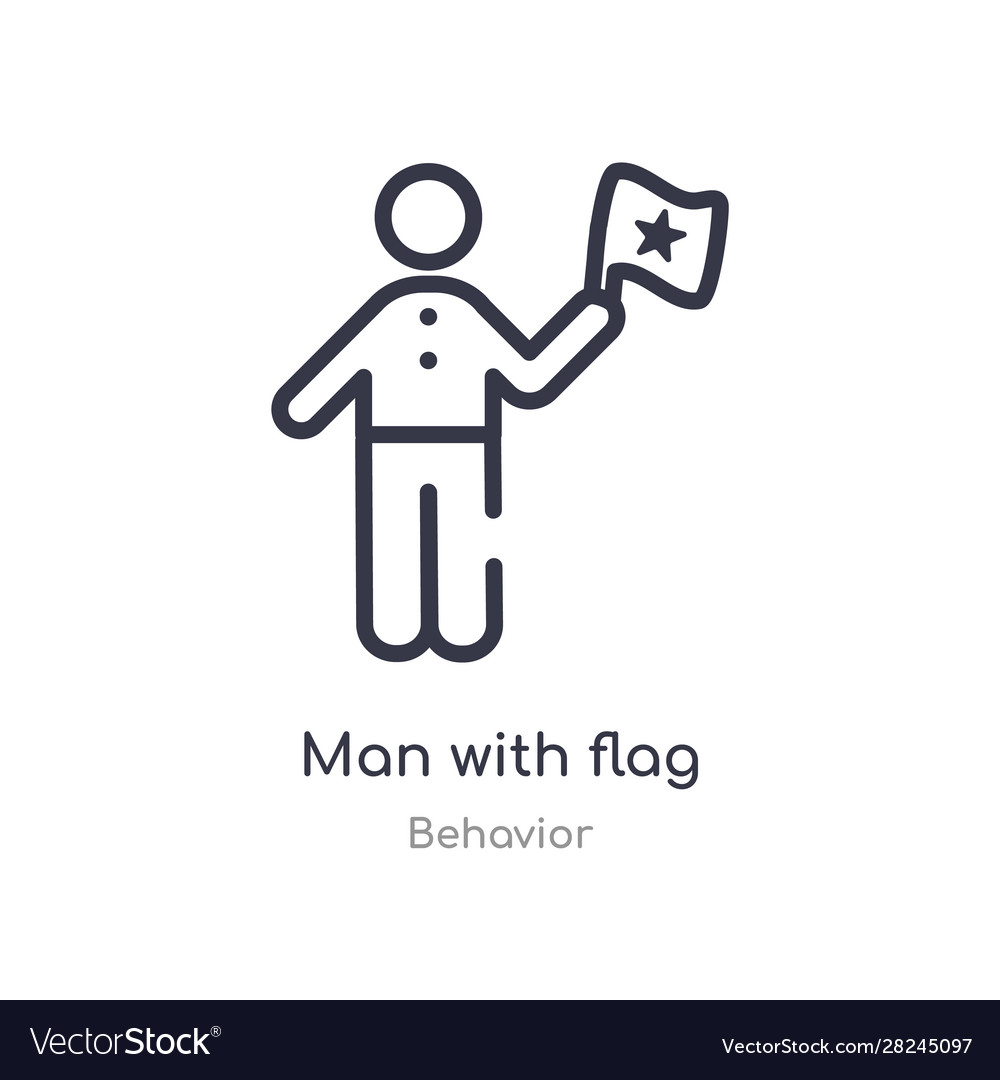 Man with flag outline icon isolated line from