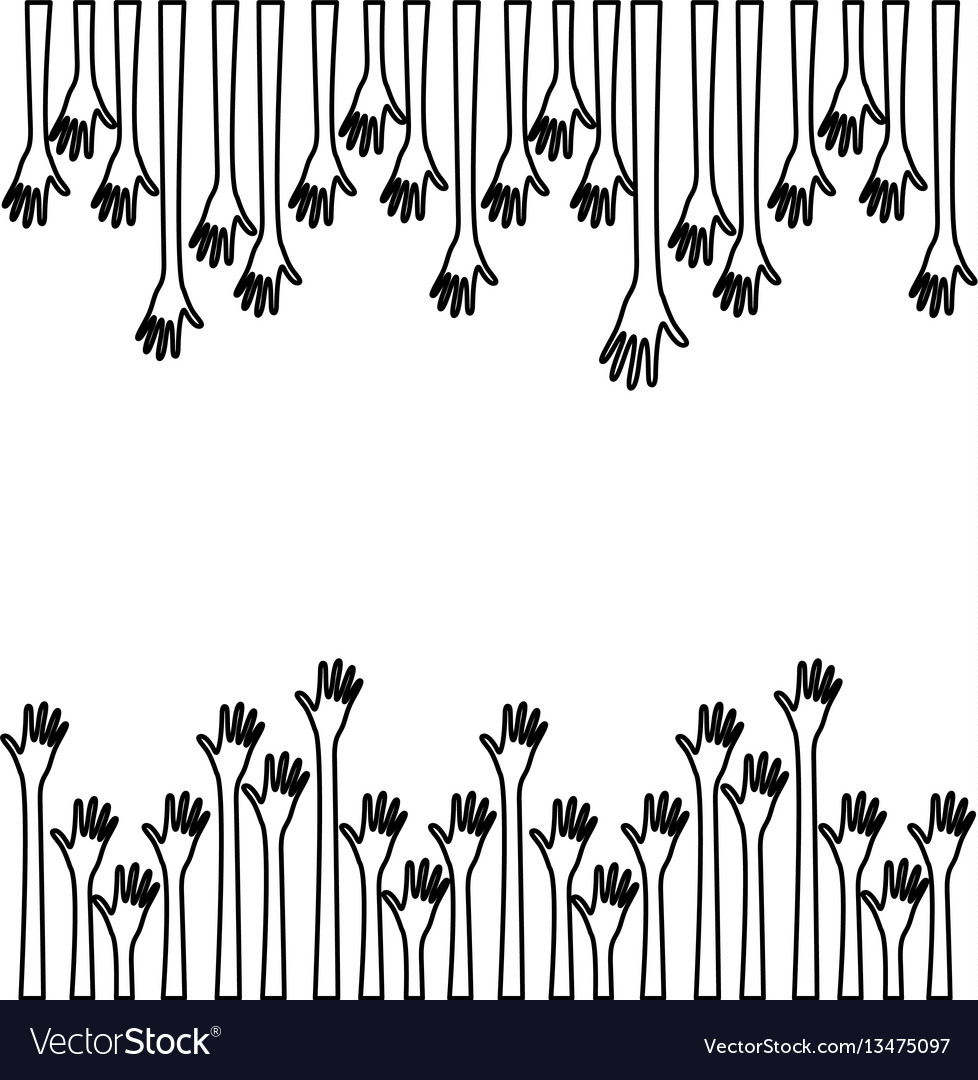 Silhouette border set hands up and opened icon