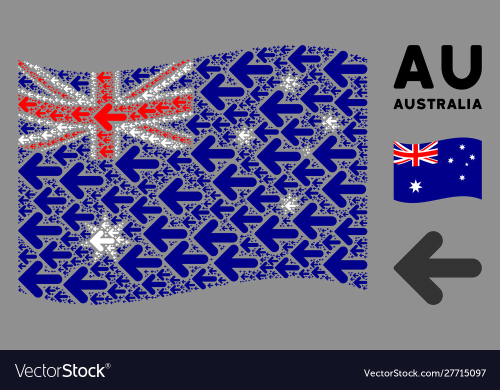 Waving australia flag mosaic arrow left icons