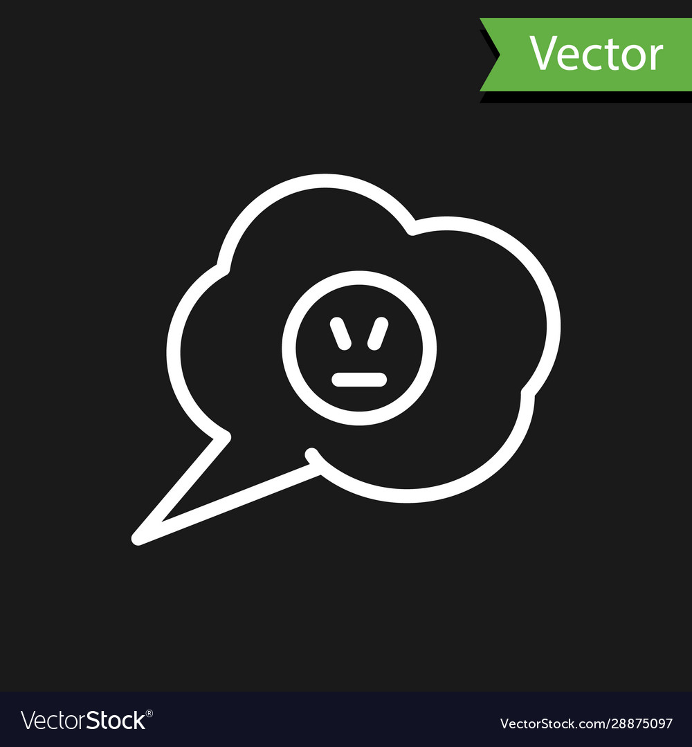 White line speech bubble with angry smile icon