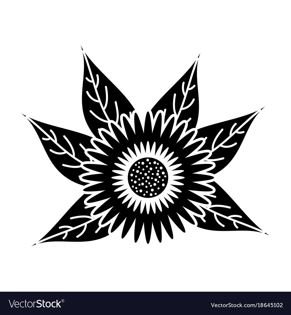 Dahlia flower leaves floral ornament Royalty Free Vector