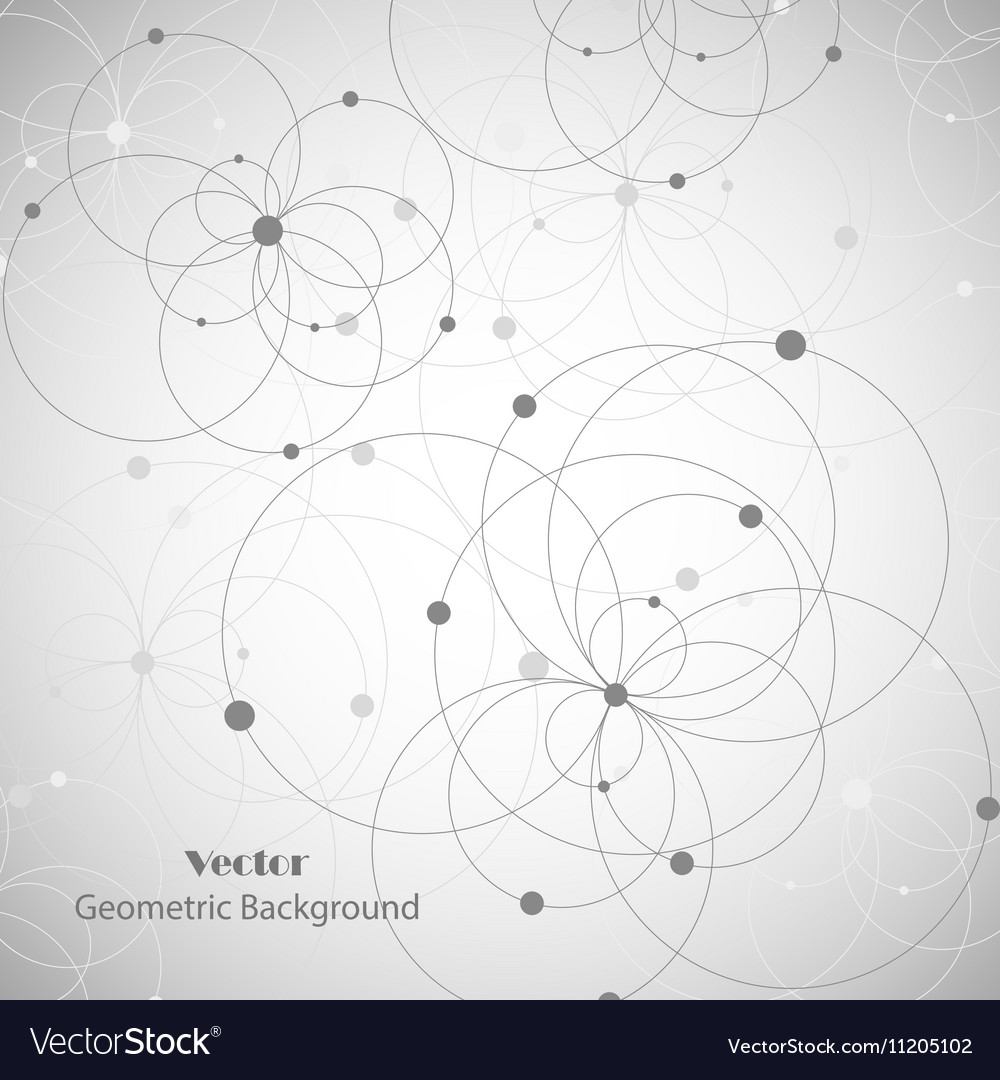 Geometrisches Muster mit verbundenen Kreisen und Punkten