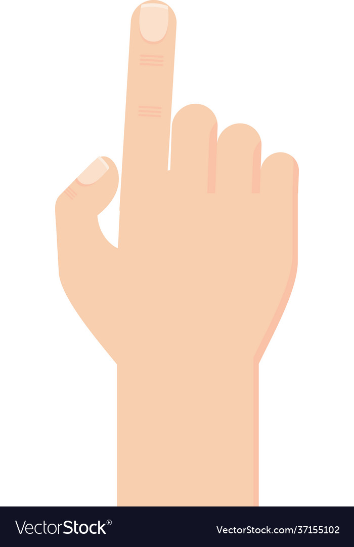 Hand points forward and up with index finger