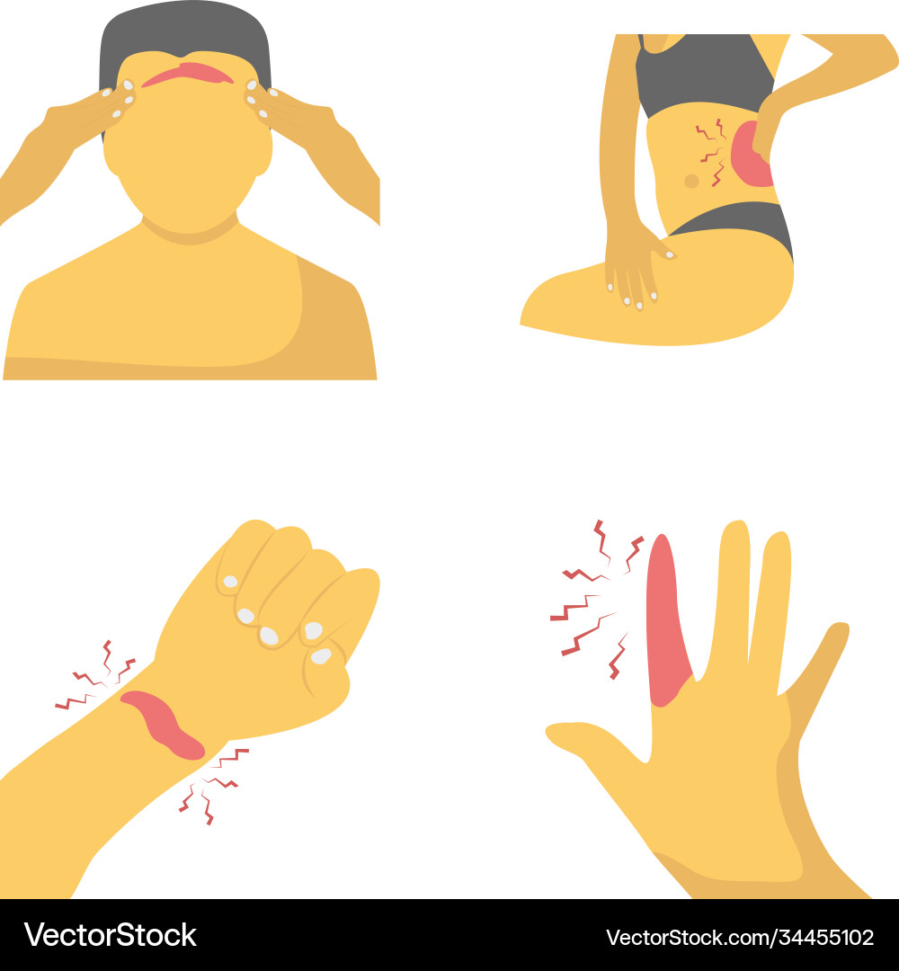Human physical injury flat icons set Royalty Free Vector