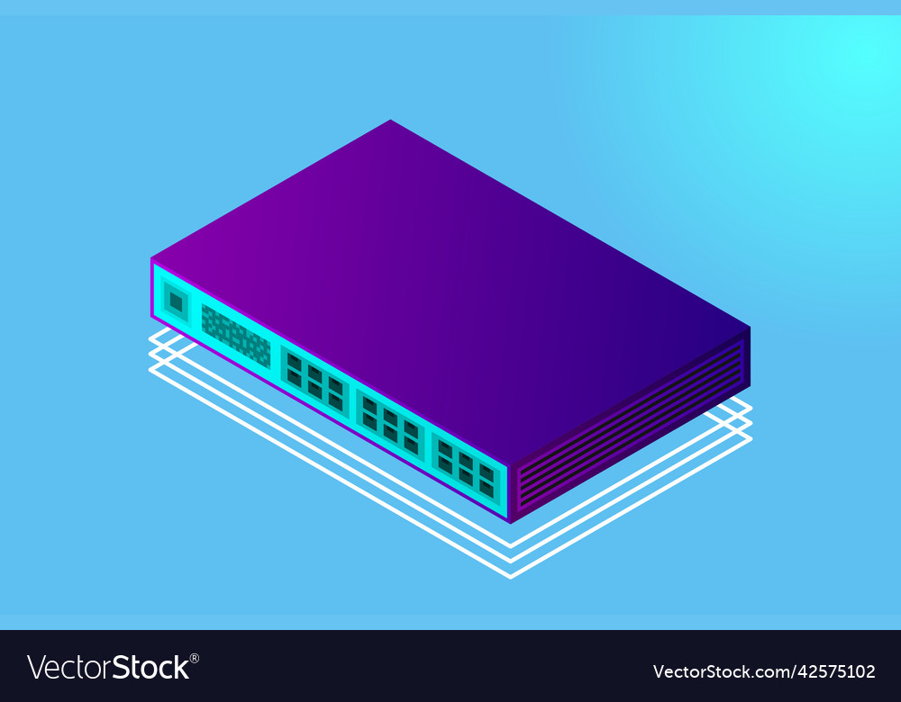 Isometric switch with up link port vector image Isometric switch with up link port