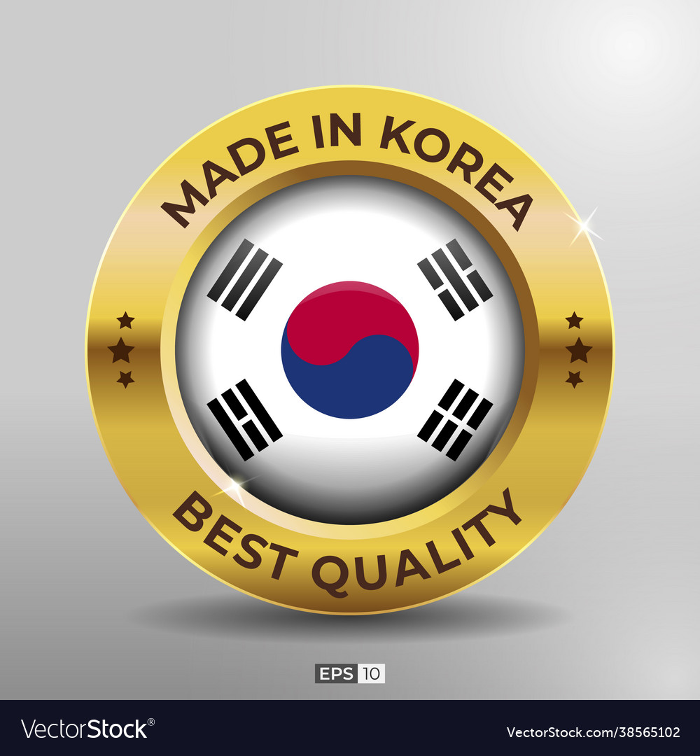 Made in korea label logo stamp best quality round Vector Image