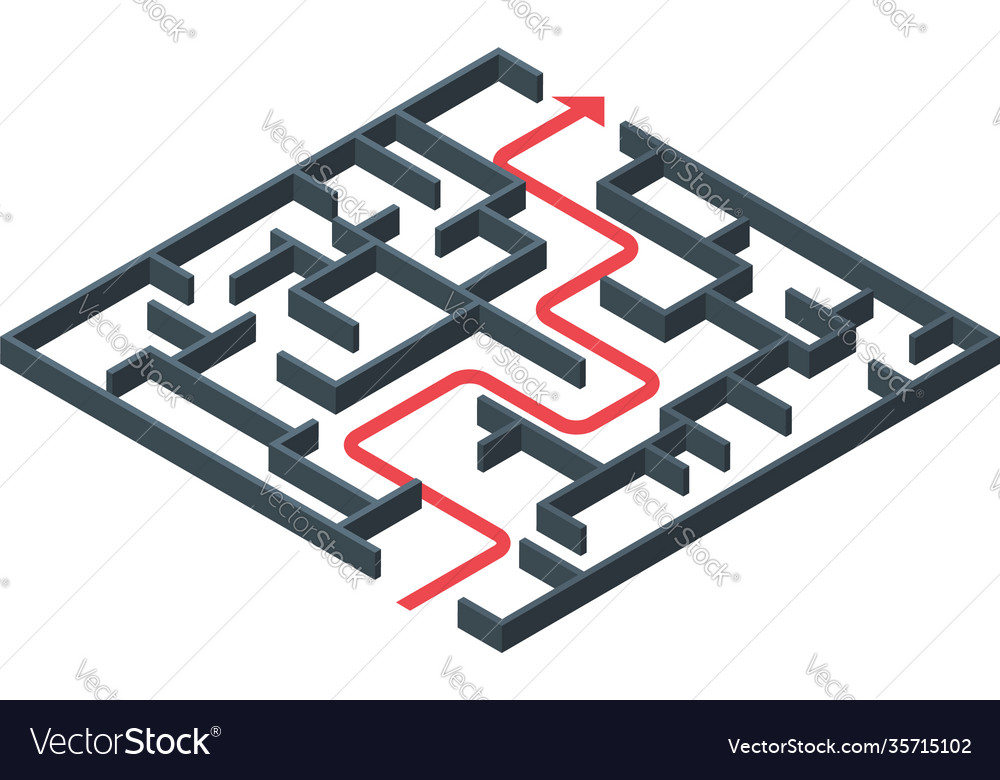 Maze solution icon isometric style Royalty Free Vector Image