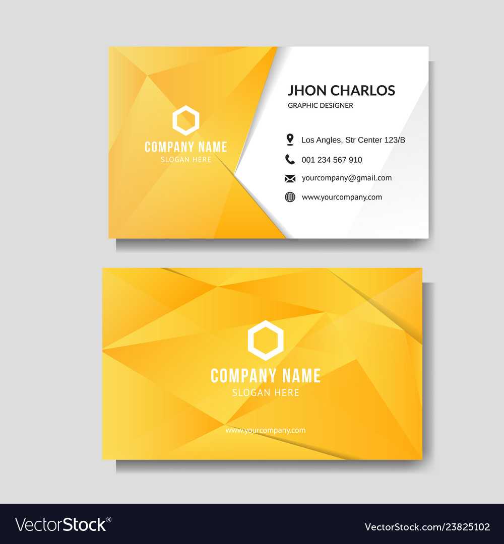 Modern yellow business card with low poly