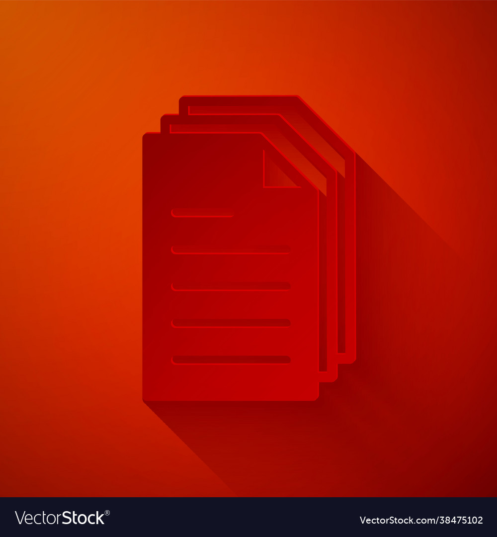 Paper cut file document icon isolated on red vector image Paper cut file document icon isolated on red