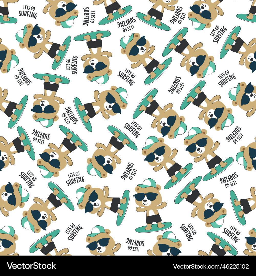 Seamless Pattern Of Cute Little Bear Royalty Free Vector