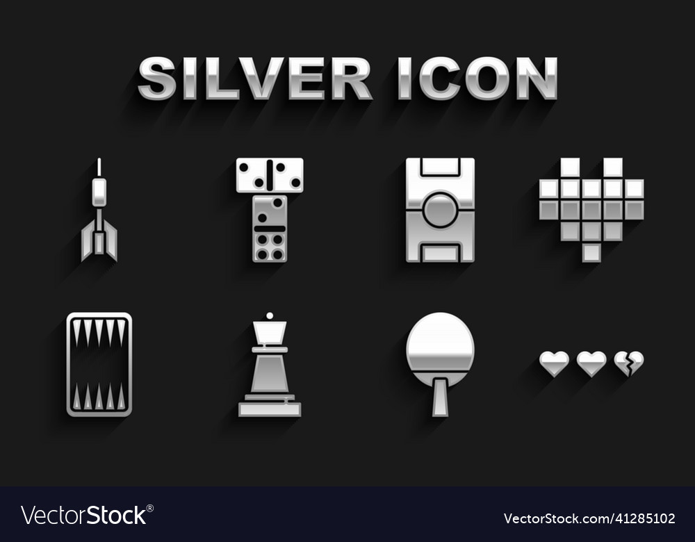 Set chess pixel hearts for game racket vector image Set chess pixel hearts for game racket