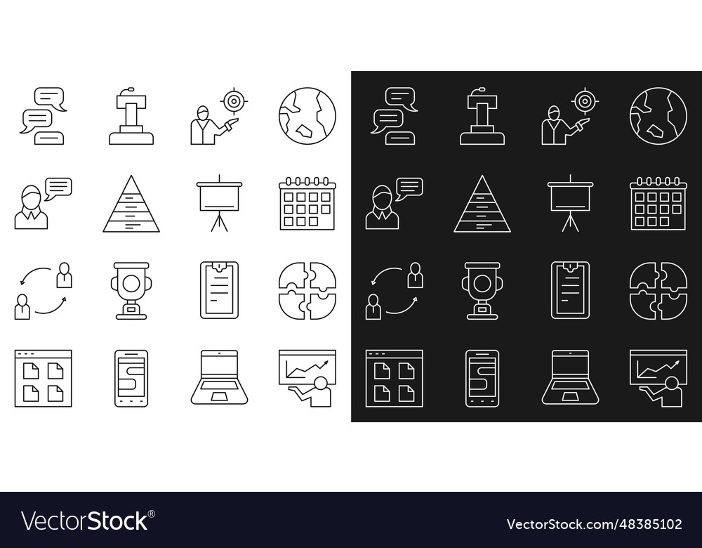 Set line training presentation piece of puzzle vector image Set line training presentation piece of puzzle