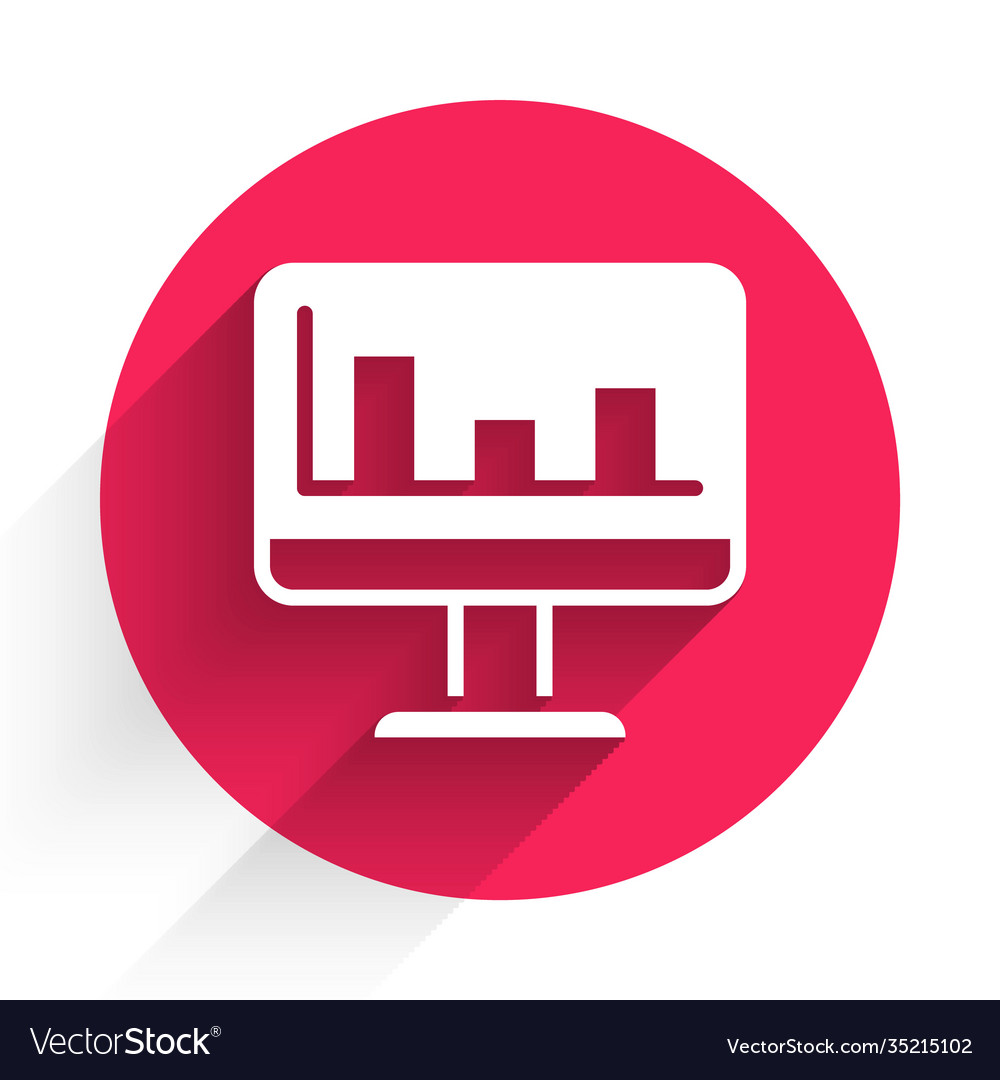 White computer monitor with graph chart icon vector image White computer monitor with graph chart icon