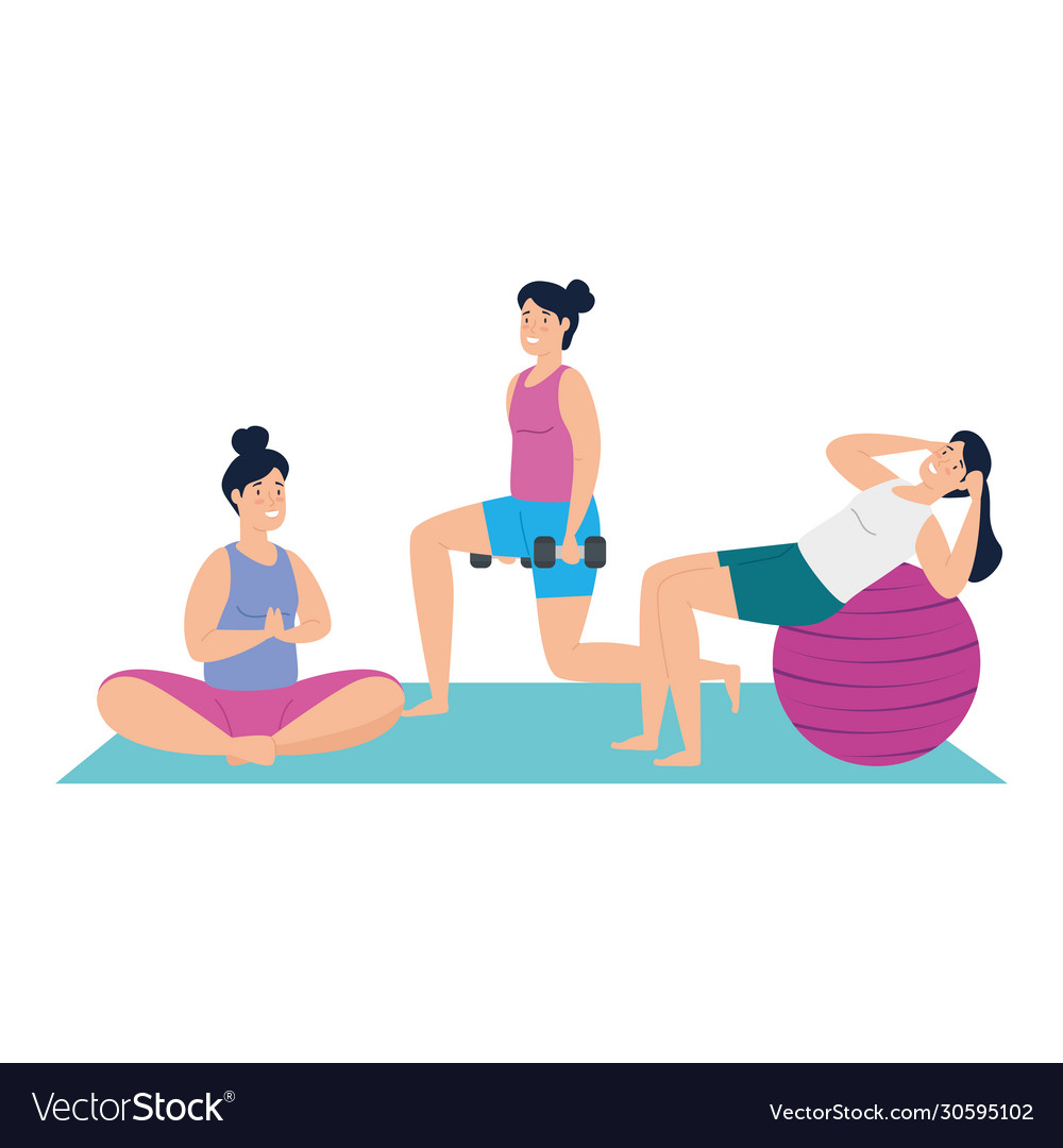 Women practicing exercise isolated icon Royalty Free Vector