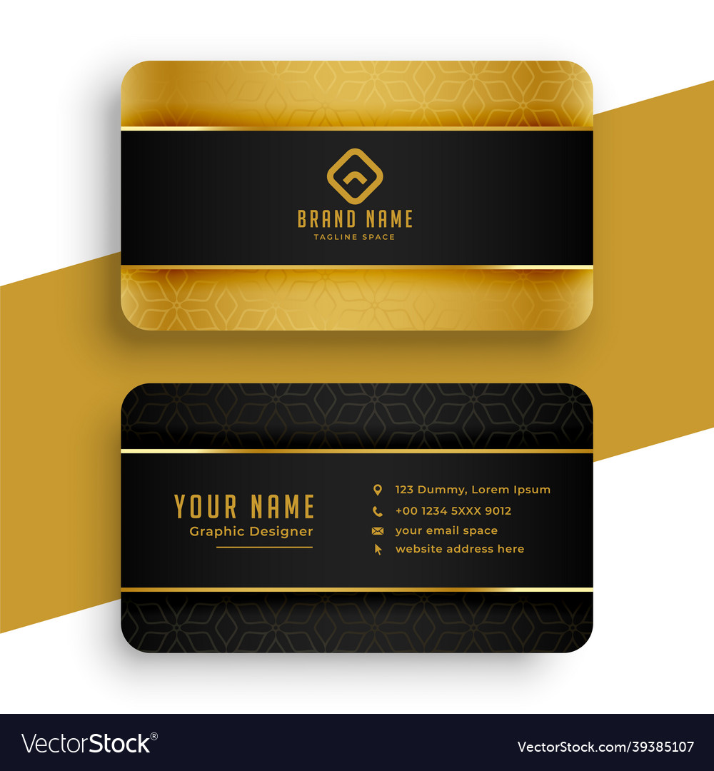 Black and golden business card template design Vector Image