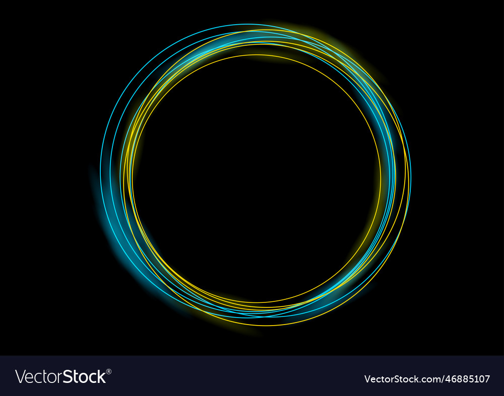Blau gelbe Neon Glühringe abstrakt Hintergrund vector image Blau gelbe Neon Glühringe abstrakt Hintergrund