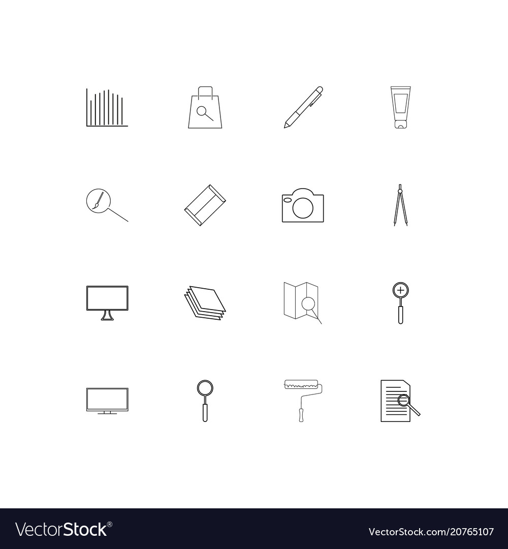Creative process and design linear thin icons set