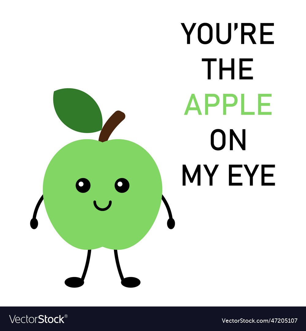 Cute postcard apple cartoon character