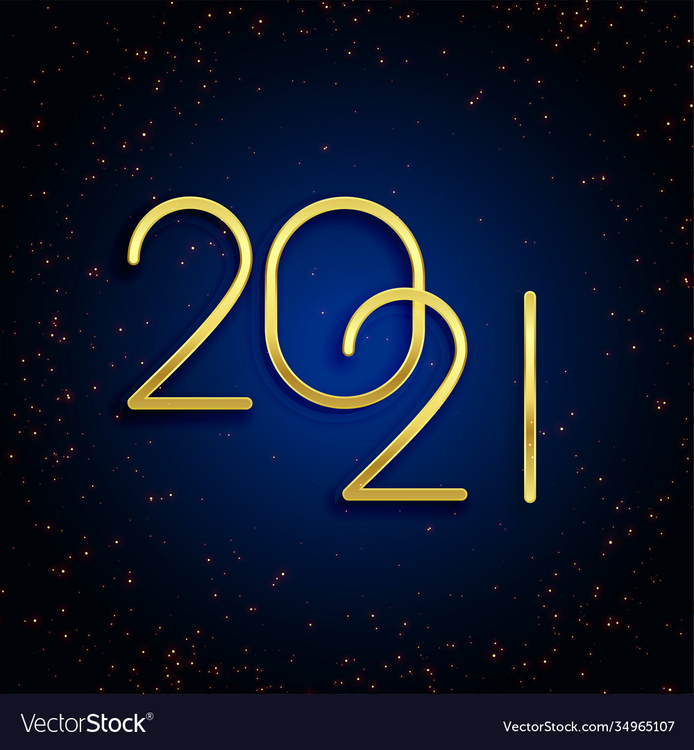 Golden 2021 happy new year glitter background Vector Image