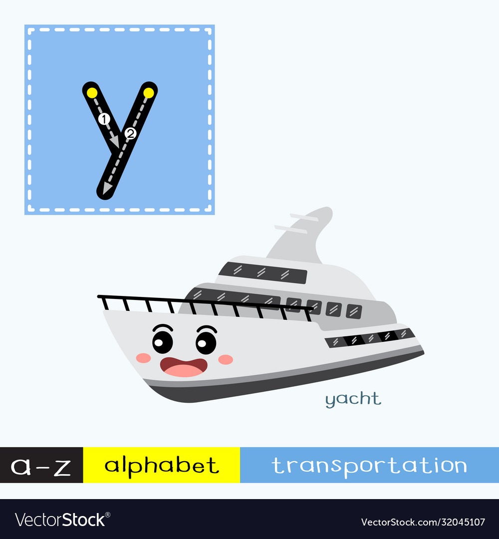 Letter y lowercase tracing transportations Vector Image