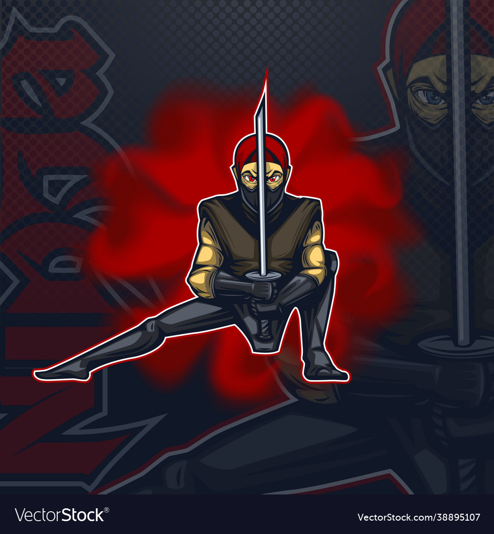 Logo talisman ninja in combat position esport team vector image Logo talisman ninja in combat position esport team