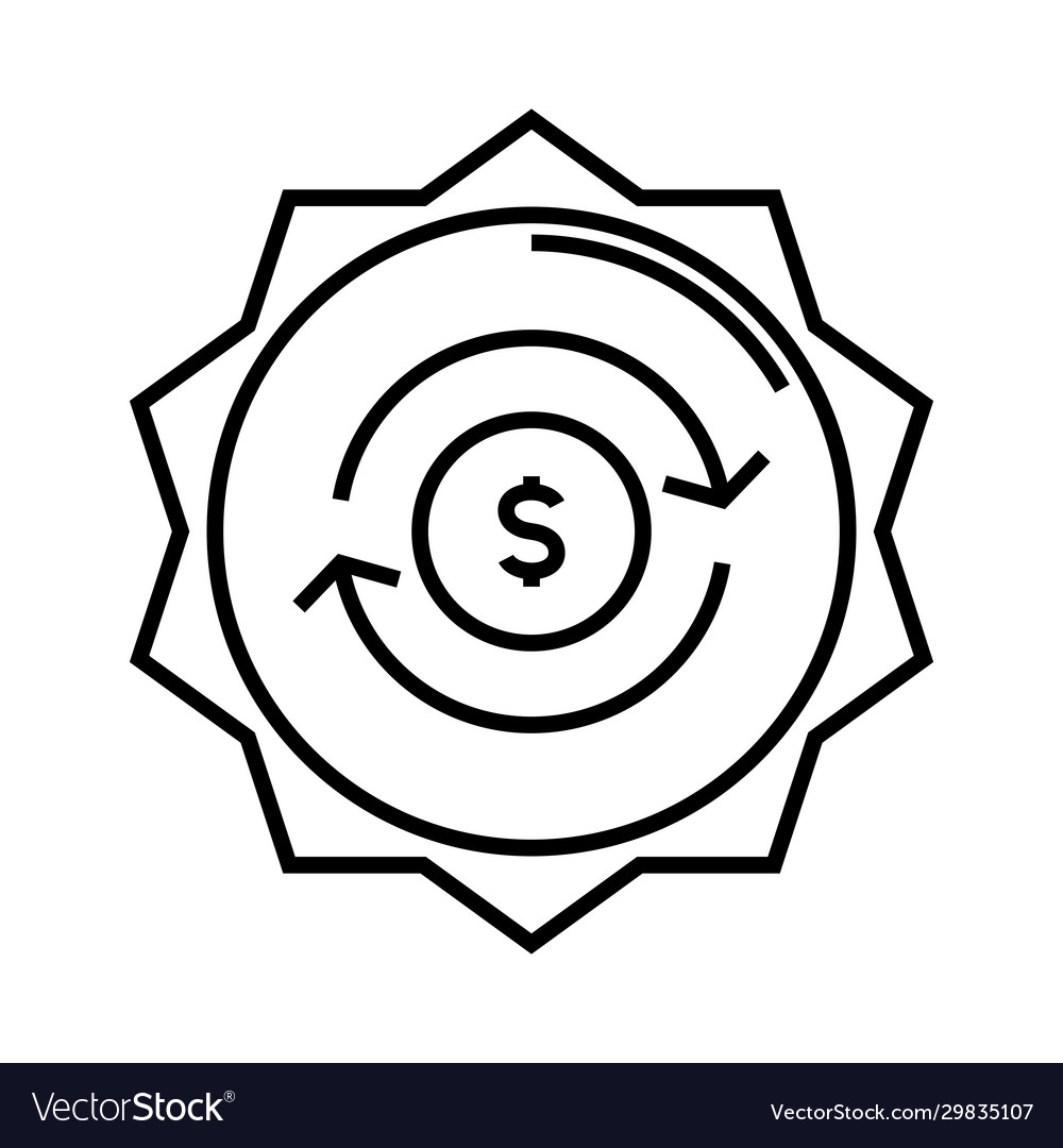 Money cycle line icon concept sign outline