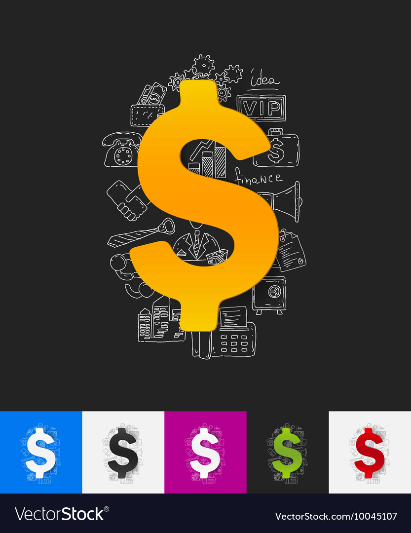 Money paper sticker with hand drawn elements