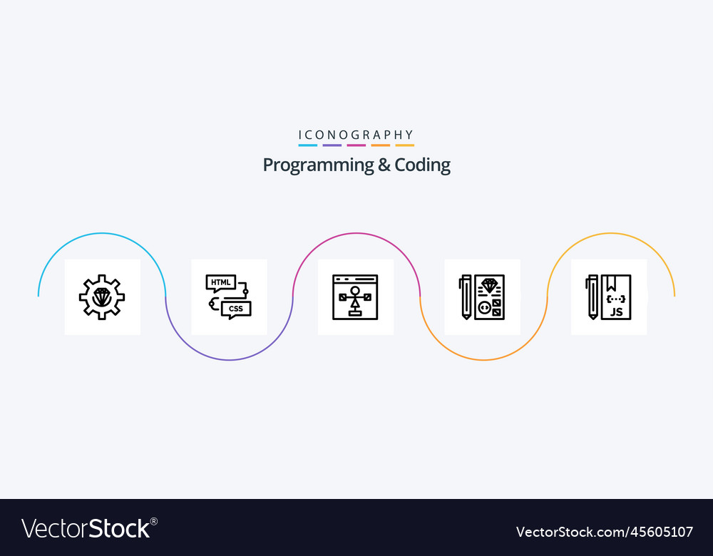 Programmierung und Kodierung Zeile 5 Icon Pack einschließlich