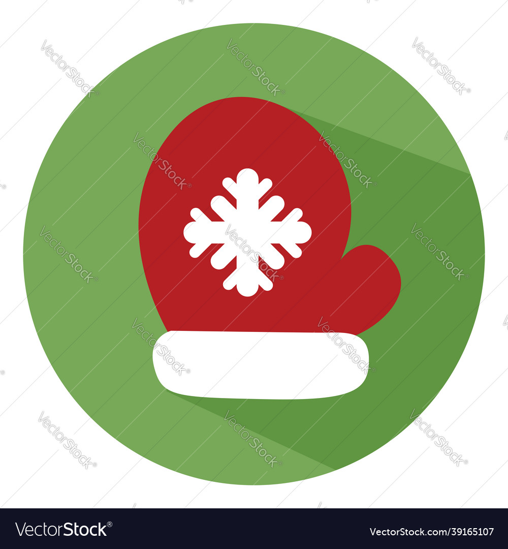 Red winter mitten on a white background