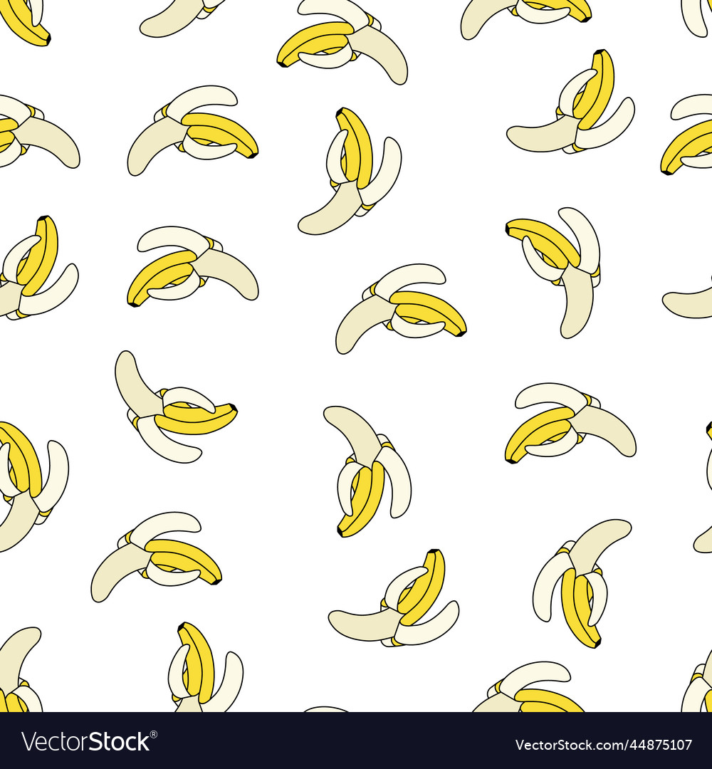 Seamless pattern with bananas on a white