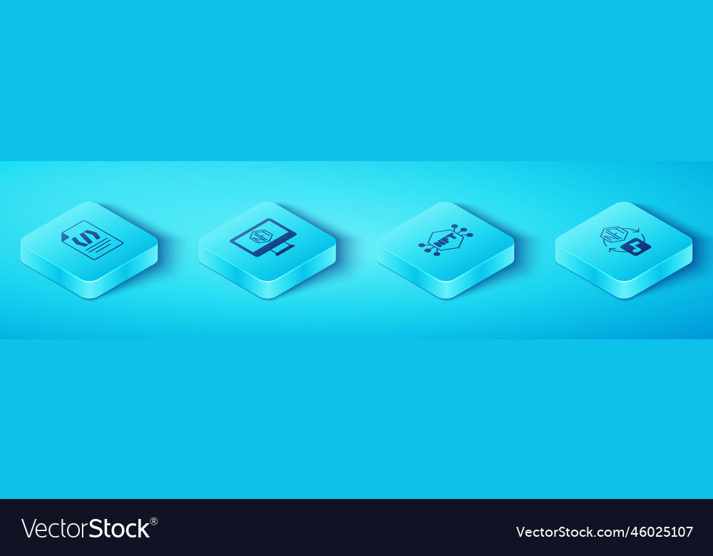 Set isometric binary code monitor with art store vector image Set isometric binary code monitor with art store